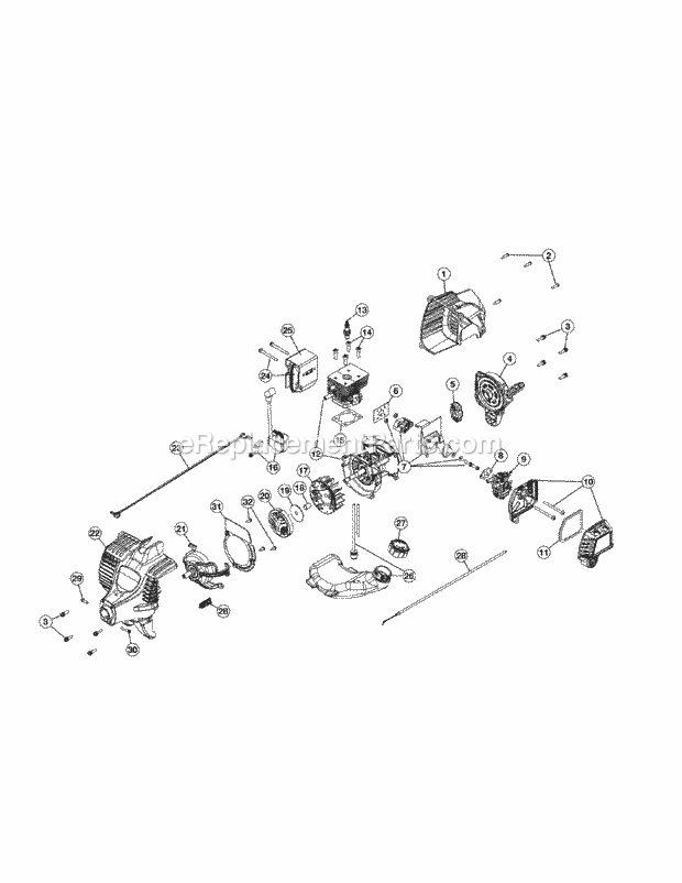 Engine Assembly Diagram and Parts List for ST226 41AD226G950 Cub Cadet Trimmer